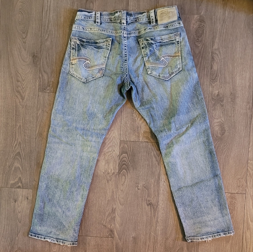 Mens Silver Jeans Blue Relaxed Fit